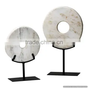 Round Marble Antique Metal Base Sculpture thumbnail-1