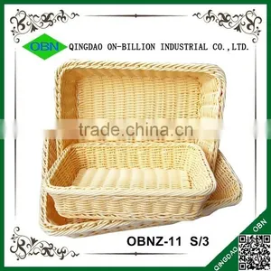 Rectangular Hand Weaving Plastic Rattan Basket for Bread thumbnail-3