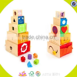Wholesale Funny Kids Wooden Stacking Cup Blocks Toy Hot Sale Beautiful Baby Wooden Stacking Cup Blocks Toy W13D089 thumbnail-5