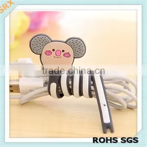Hot Sale OEM Smile Bear Cute Shape Earphone Cable Winder thumbnail-1