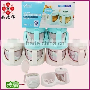 Glass Kitchen Seasoning Box Condiment Dispenser Set With Spoons thumbnail-1