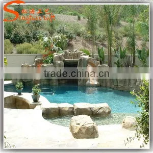 Garden Home Decoration Artificial Fiberglass Rock Waterfall Used Water Fountain for Sale thumbnail-2