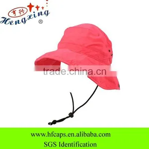 Unisex Neon Summer Chin Tie Boonie Bucket Hat Cap Crusher Snap up Down 58cm Pink thumbnail-1