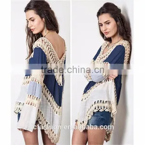 Online Shopping Fashion Women Long Sleeve Crochet Ladies Casual Clothing Top thumbnail-3