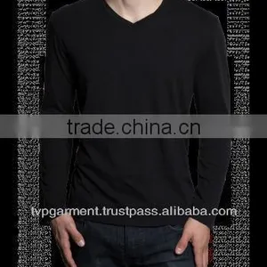 LONG SLEEVE V NECK TSHIRT BLACK LTS0014 thumbnail-1