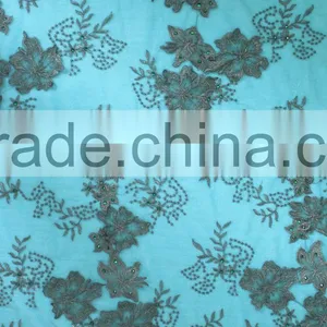 2017 Most Popular Beaded Tulle Lace Fabric Manufactured in China thumbnail-2