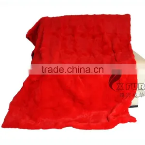CX-D-08J Super Quality Winter Warm Real Rabbit Fur Wholesale China Blankets thumbnail-6