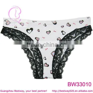Sweet Panty Printed Sweet Heart Cute Panty With Balck Lace Trim thumbnail-1