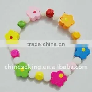 Fashion Wood Beads Bracelets, Color Flower Bead Jewelry, Wood Bracelet Jewelry for Children thumbnail-1