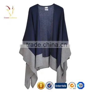 Color Block Knitted Wool Ponchos,Women Wraps Ponchos thumbnail-4