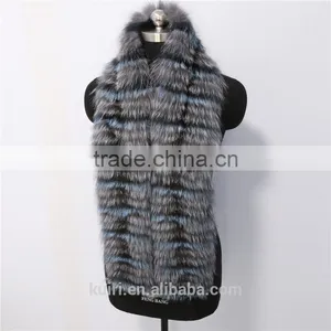 Super Long 150cm Winter Trendy Real Fox Fur Scarves Long Fox Fur Muffler Black and White Striped Fox Fur Scarf Zebra Scarves thumbnail-6