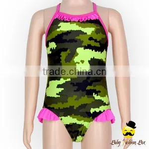 YZA-001 Yihong Fancy Baby Swimsuit Printed Pattern Ruffle One Piece Toddle Girls Swimsuit Beachwear Designs thumbnail-2