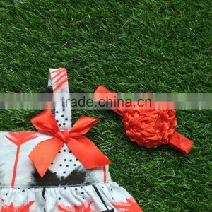 Infant Baby Girls Boutique Clothing Sets Toddler Outfits Baby Feather Red Swing Top Outfits With Match Headband thumbnail-2