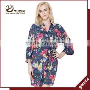 Floral Robe Bride Robe Cotton Short Keen Length Floral Bridesmaid Robe FR0048 thumbnail-1