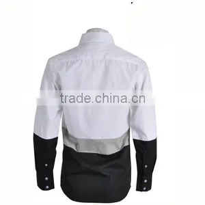 Wrinkle Free CVC Fabric Custom Designer Logo Printing for Men White Short Sleeve Shirt thumbnail-4