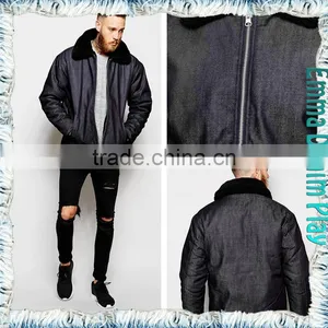 New Celebrity Style Men's Motorcycle Biker Fleece Collar Denim Jacket Coats thumbnail-1