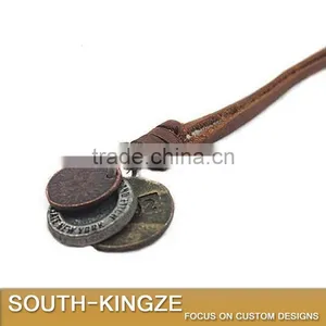 Retro Style Metal Necklace Pendant Leather Hanging Line thumbnail-2