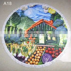 330g Cabbage Cattot Printed Round Beach Towel/jkr Bath Towel Table Towel Shawl Yoga Mat Beach Towels/ Round Beach Towels thumbnail-1
