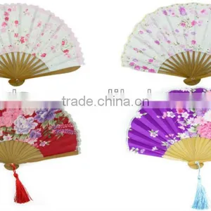 New Japanese Pocket Folding Fan for Wedding Invitation,Embroidery Crafts Gift Bamboo Hand Folding Cloth Handheld Fans Wholesale thumbnail-1