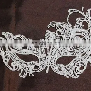 White Fabric Venetian Masquerade Eye Mask Halloween Lace Fancy Dress Constance FM2008 thumbnail-1