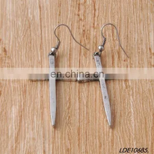 Classical Simple Antique Silver Corss Drop Earring thumbnail-1