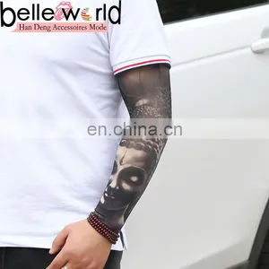 Summer Outdoor Cooling Cycling Sun Block Tattoo Pattern Uv Protection Sleeve Ice Silk Cone Thimble Sunscreen Sleeves thumbnail-6