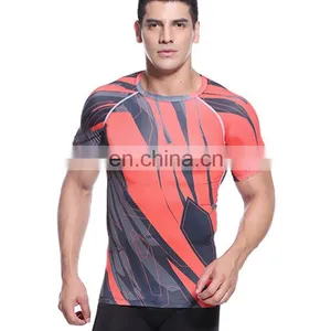 Custom Blank Fitness Wear Short Sleeve Training Clothing Gym Wear Compression Tights Rash Guard Swim thumbnail-3