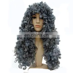 MCW-0374 Party Masquerade Synthetic Long Women Hot Curly Gray Wig thumbnail-1