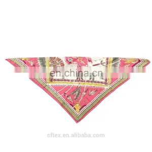 Womens Fashion Feel Square Digital Print Custom Design Silk Scarf thumbnail-2
