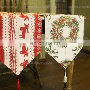 Factory Price Cotton and Linen Table Runner for Christmas Decoration thumbnail-1
