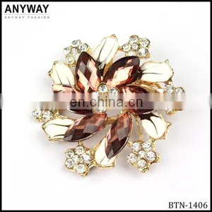 Metal Flower Design Diamond Crystal Rhinestone Button for Lady's Coats thumbnail-1