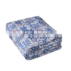 Printed Chinese Brake Herb Brushed Microfiber Polyester Fabric Bedsheets Quilted Bedspread Bedding Set thumbnail-4