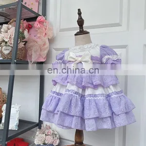 Baby Spanish Dresses for Girls Clothes Vintage Lace Purple Party Baby Dress Kids Wholesale Children Clothing Frock thumbnail-1
