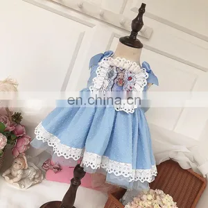 2 PCS Lolita Spanish Floral Vintage Princess Ball Gown Dress For Baby Girls Birthday Party Sleeveless Flowers Bow Dress thumbnail-1