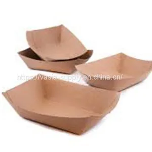 Disposable Paper Fast Food Serving Paper Kraft Tray Custom Printed Disposable Paper Food Trays thumbnail-1