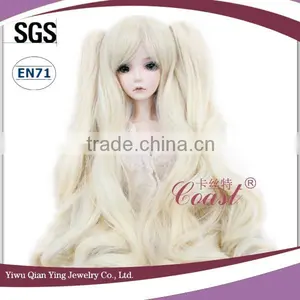 Long Dark Blue Synthetic Doll Wig With Two Curly Clip Ponytail thumbnail-4