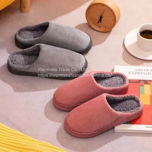 Men's Cotton Slippers Bag With Autumn and Winter Men's and Women's Home Indoor Home Furry Warmth All-inclusive With Heel Cotton Shoes thumbnail-1