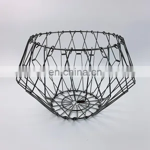 Multi Purpose Foldable Metal Organizer Basket Bin Kitchen Bathroom Fruits Mesh Wire Baskets For Storage thumbnail-4