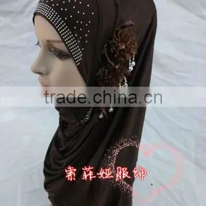 A517 New Styles One Piece Muslim Hijab 3 FLOWER Islamic Hijab thumbnail-1