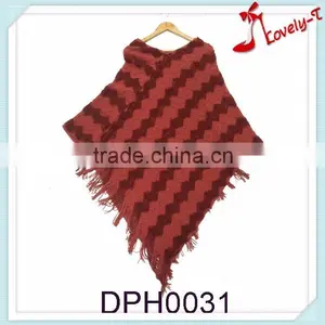 Women Crochet Knit New Fashion Acrylic Poncho Shawl With Tassels thumbnail-1