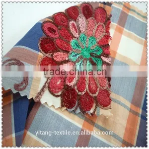 Check Pattern Fabric With Embroidered Flower thumbnail-2