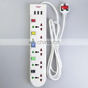 High Quality Black Power Socket 13A Outlet Power Electrical UK Standard Extension Socket Independent Switch With Usb Socket thumbnail-1