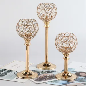 High Quality Crystal Candle Holders Vase Gold Tealight Table Centerpieces Decoration for Wedding Party thumbnail-3