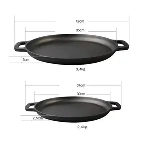 High Quality Cast Iron Vegetable Oil Fry Pan Grill Pan Pizza Pan With Two Handles Best Price thumbnail-2