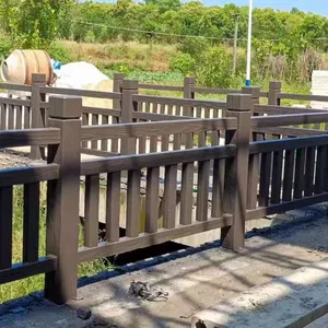 Imitation Wood Guardrails for Parks, Scenic Spots, Rivers, Fish Ponds, Anti - Collision Reinforced Concrete Imitation Rattan Railings, Rural Wood - Grain Fences, Manufacturer thumbnail-1