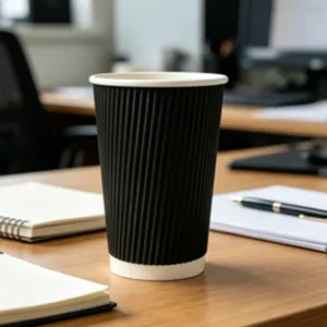 Recyclable Corrugated Paper Coffee Cup for Cold and Hot Drinks thumbnail-1