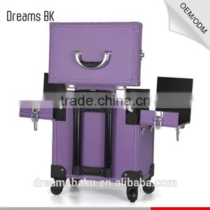 360 Degree Professional Rolling Wheels Trolley Makeup Case for Travel Cosmetic Display Case thumbnail-6