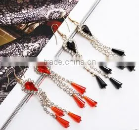 Latest Model Fashion Rhinestone Long Tassel Earrings thumbnail-3