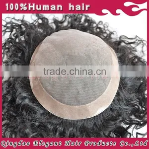 Tot Selling Remy Human Hair Piece Toupee for Black Men, Invisible Knot Very Natural Hair Line Toupee thumbnail-5