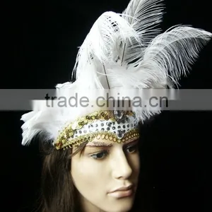 Magnificent White Feather Carnival Princess Headdress thumbnail-2
